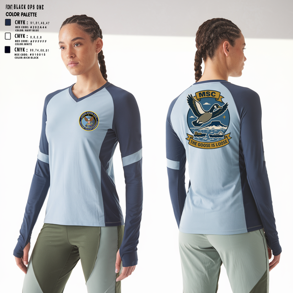 Womens Long Sleeve Vneck Shirt, MSCLANT, Navy, Teamtime, Team time, sublimation, custom sports apparel, team uniforms, spirit wear, spiritwear, sports uniforms, custom shirts, team store, custom team store, fundraiser sports, apparel fundraiser