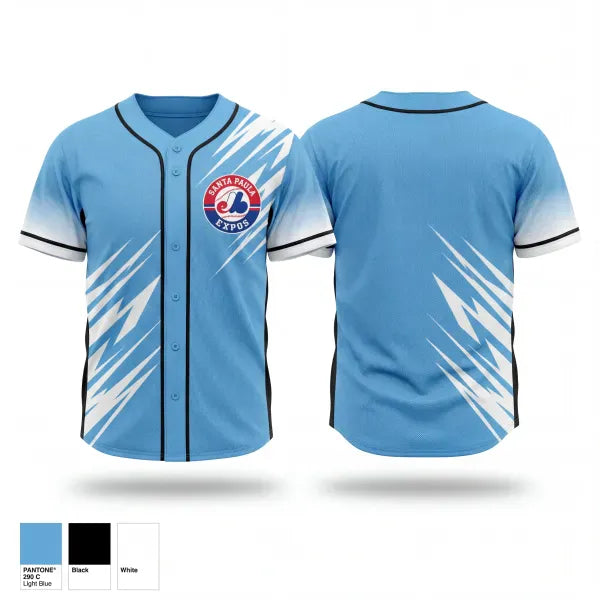 Full Button Baseball Jersey, Expos, Baseball, Teamtime, Team time, sublimation, custom sports apparel, team uniforms, spirit wear, spiritwear, sports uniforms, custom shirts, team store, custom team store, fundraiser sports, apparel fundraiser