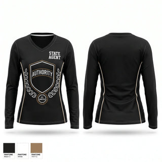 Womens Long Sleeve Vneck Shirt, State agent, , Teamtime, Team time, sublimation, custom sports apparel, team uniforms, spirit wear, spiritwear, sports uniforms, custom shirts, team store, custom team store, fundraiser sports, apparel fundraiser