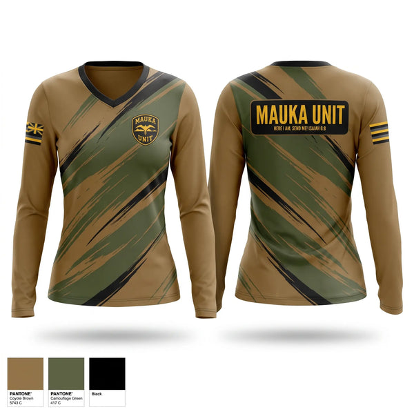 Womens Long Sleeve Vneck Shirt, MAUKA UNIT, Police, Teamtime, Team time, sublimation, custom sports apparel, team uniforms, spirit wear, spiritwear, sports uniforms, custom shirts, team store, custom team store, fundraiser sports, apparel fundraiser
