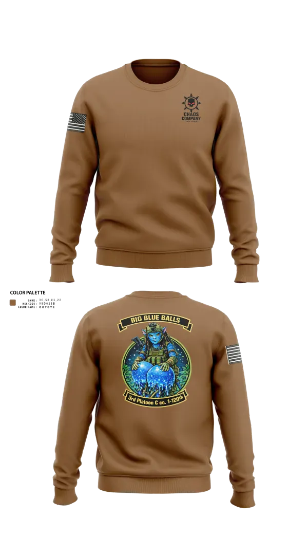 Crew Neck Sweatshirt, C. Co. 1-120 3rd PLT, Army, Teamtime, Team time, sublimation, custom sports apparel, team uniforms, spirit wear, spiritwear, sports uniforms, custom shirts, team store, custom team store, fundraiser sports, apparel fundraiser