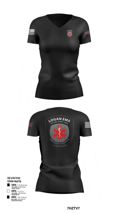 Logan EMS 80686657 Women's Short Sleeve V-neck Shirt - 1