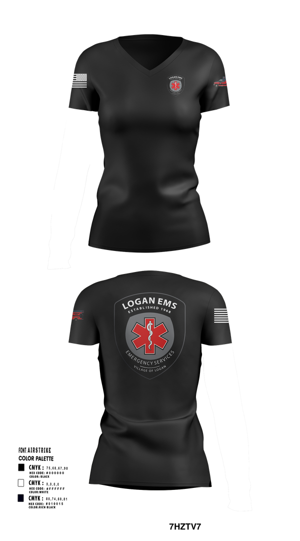 Womens Short Sleeve Vneck Shirt, Logan EMS, , Teamtime, Team time, sublimation, custom sports apparel, team uniforms, spirit wear, spiritwear, sports uniforms, custom shirts, team store, custom team store, fundraiser sports, apparel fundraiser