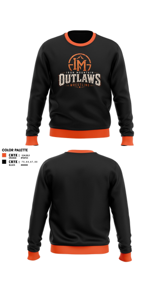 Crew Neck Sweatshirt, Iron mountain outlaws, Wrestling, Teamtime, Team time, sublimation, custom sports apparel, team uniforms, spirit wear, spiritwear, sports uniforms, custom shirts, team store, custom team store, fundraiser sports, apparel fundraiser