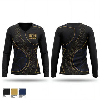 Womens Long Sleeve Vneck Shirt, Bibb County BOE Police Department, Police, Teamtime, Team time, sublimation, custom sports apparel, team uniforms, spirit wear, spiritwear, sports uniforms, custom shirts, team store, custom team store, fundraiser sports, apparel fundraiser