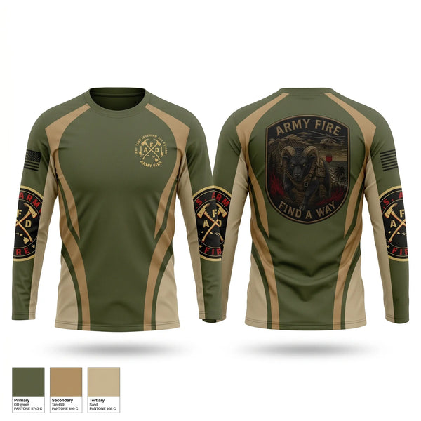 Long Sleeve Performance Shirt, ARMY FIRE, Fire Department, Teamtime, Team time, sublimation, custom sports apparel, team uniforms, spirit wear, spiritwear, sports uniforms, custom shirts, team store, custom team store, fundraiser sports, apparel fundraiser