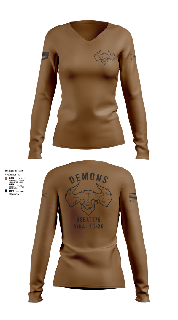 Womens Long Sleeve Vneck Shirt, D-co 1-173 1st PLT, , Teamtime, Team time, sublimation, custom sports apparel, team uniforms, spirit wear, spiritwear, sports uniforms, custom shirts, team store, custom team store, fundraiser sports, apparel fundraiser