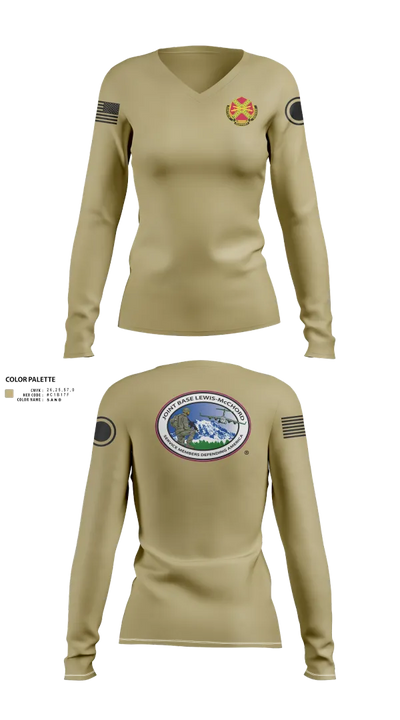 JBLM GARRISON 60276293 Women's Long Sleeve V-neck Shirt - 21