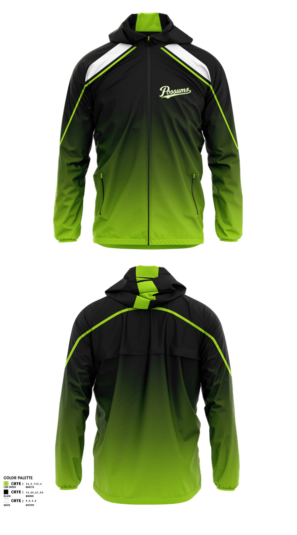 Windbreaker, Possums, Baseball, Teamtime, Team time, sublimation, custom sports apparel, team uniforms, spirit wear, spiritwear, sports uniforms, custom shirts, team store, custom team store, fundraiser sports, apparel fundraiser