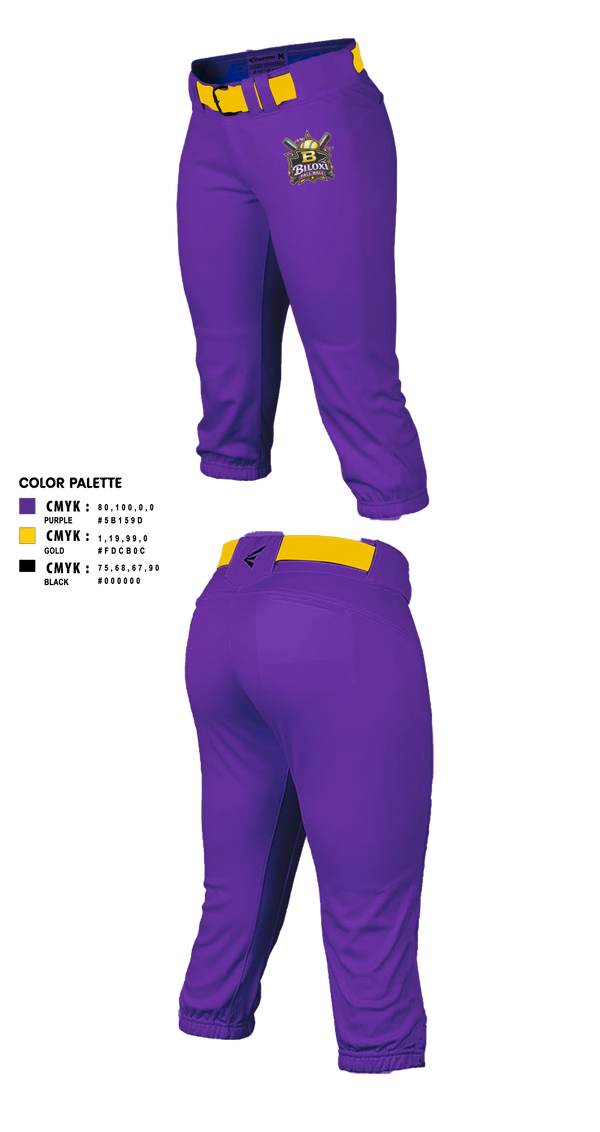 Softball Pants, Biloxi, Softball, Teamtime, Team time, sublimation, custom sports apparel, team uniforms, spirit wear, spiritwear, sports uniforms, custom shirts, team store, custom team store, fundraiser sports, apparel fundraiser