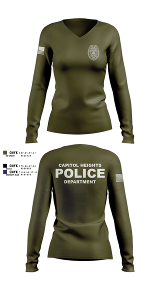 Womens Long Sleeve Vneck Shirt, Capitol Heights Police Dept., Police, Teamtime, Team time, sublimation, custom sports apparel, team uniforms, spirit wear, spiritwear, sports uniforms, custom shirts, team store, custom team store, fundraiser sports, apparel fundraiser