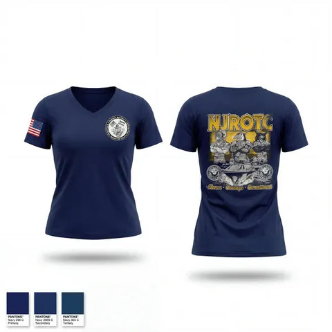 Womens Short Sleeve Vneck Shirt, Washington NJROTC, Navy, Teamtime, Team time, sublimation, custom sports apparel, team uniforms, spirit wear, spiritwear, sports uniforms, custom shirts, team store, custom team store, fundraiser sports, apparel fundraiser