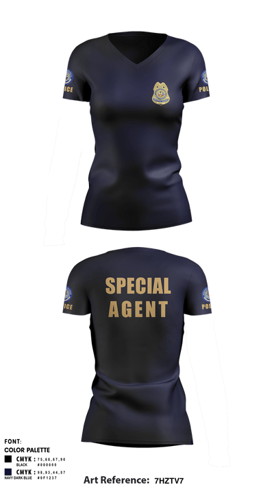 BIA POLICE 11444917 Women's Short Sleeve V-neck Shirt - 7