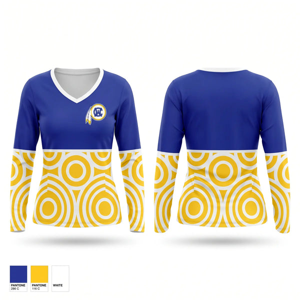 Womens Long Sleeve Vneck Shirt, West Caldwell Lady Warriors, Women's Basketball, Teamtime, Team time, sublimation, custom sports apparel, team uniforms, spirit wear, spiritwear, sports uniforms, custom shirts, team store, custom team store, fundraiser sports, apparel fundraiser