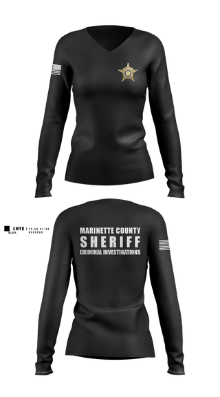 Womens Long Sleeve Vneck Shirt, Marinette County Sheriff’s Office, Police, Teamtime, Team time, sublimation, custom sports apparel, team uniforms, spirit wear, spiritwear, sports uniforms, custom shirts, team store, custom team store, fundraiser sports, apparel fundraiser