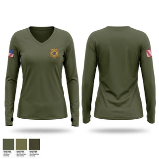 Womens Long Sleeve Vneck Shirt, Liberty County Sheriff’s Office, Police, Teamtime, Team time, sublimation, custom sports apparel, team uniforms, spirit wear, spiritwear, sports uniforms, custom shirts, team store, custom team store, fundraiser sports, apparel fundraiser