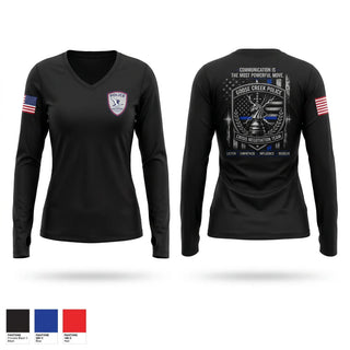 Womens Long Sleeve Vneck Shirt, Crisis Negotiation Team, Police, Teamtime, Team time, sublimation, custom sports apparel, team uniforms, spirit wear, spiritwear, sports uniforms, custom shirts, team store, custom team store, fundraiser sports, apparel fundraiser