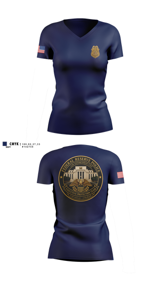 Womens Short Sleeve Vneck Shirt, Federal Reserve Law Enforcement Unit, Police, Teamtime, Team time, sublimation, custom sports apparel, team uniforms, spirit wear, spiritwear, sports uniforms, custom shirts, team store, custom team store, fundraiser sports, apparel fundraiser