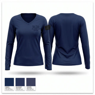 Womens Long Sleeve Vneck Shirt, Glen Rock Volunteer Ambulance Corps, EMS/EMT, Teamtime, Team time, sublimation, custom sports apparel, team uniforms, spirit wear, spiritwear, sports uniforms, custom shirts, team store, custom team store, fundraiser sports, apparel fundraiser