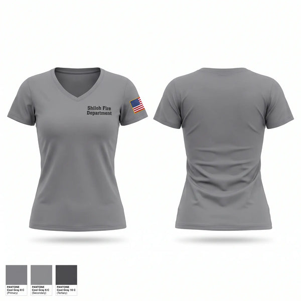 Womens Short Sleeve Vneck Shirt, Shiloh Fire Department, Fire Department, Teamtime, Team time, sublimation, custom sports apparel, team uniforms, spirit wear, spiritwear, sports uniforms, custom shirts, team store, custom team store, fundraiser sports, apparel fundraiser