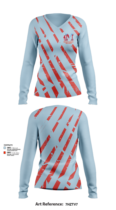 Monterey Plainsmen Girls Soccer 65862405 Women's Long Sleeve V-neck Shirt - 41