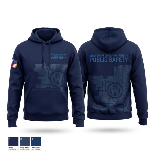 Hoodie, Western Michigan University Public Safety, Police, Teamtime, Team time, sublimation, custom sports apparel, team uniforms, spirit wear, spiritwear, sports uniforms, custom shirts, team store, custom team store, fundraiser sports, apparel fundraiser