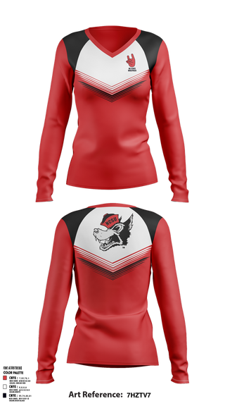 Womens Long Sleeve Vneck Shirt, Nc state Wolfpack, , Teamtime, Team time, sublimation, custom sports apparel, team uniforms, spirit wear, spiritwear, sports uniforms, custom shirts, team store, custom team store, fundraiser sports, apparel fundraiser