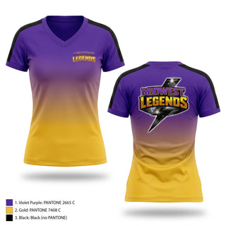 Womens Short Sleeve Vneck Shirt, Midwest Legends Cheer, Cheer, Teamtime, Team time, sublimation, custom sports apparel, team uniforms, spirit wear, spiritwear, sports uniforms, custom shirts, team store, custom team store, fundraiser sports, apparel fundraiser