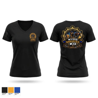 Womens Short Sleeve Vneck Shirt, NYPD NARCOTICS K9, Police, Teamtime, Team time, sublimation, custom sports apparel, team uniforms, spirit wear, spiritwear, sports uniforms, custom shirts, team store, custom team store, fundraiser sports, apparel fundraiser
