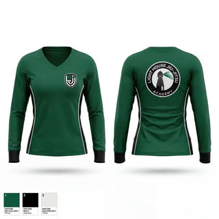 Womens Long Sleeve Vneck Shirt, Lighthouse Jiu-Jitsu Academy, , Teamtime, Team time, sublimation, custom sports apparel, team uniforms, spirit wear, spiritwear, sports uniforms, custom shirts, team store, custom team store, fundraiser sports, apparel fundraiser