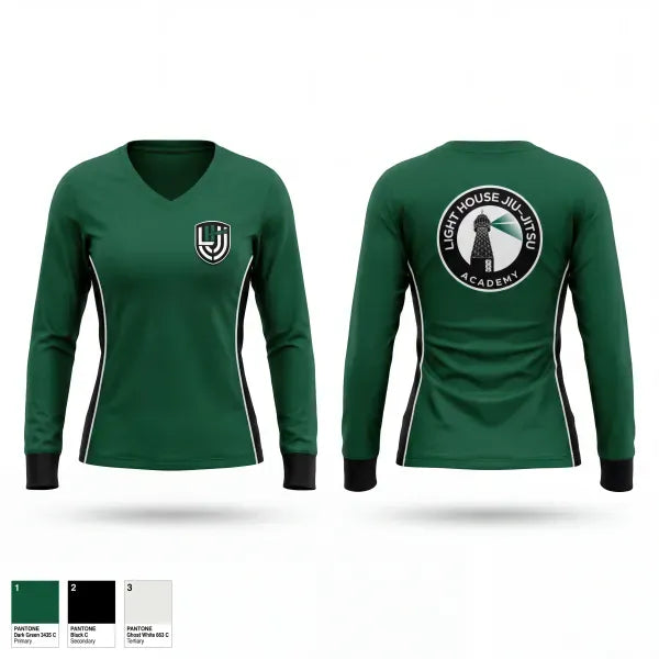 Womens Long Sleeve Vneck Shirt, Lighthouse Jiu-Jitsu Academy, , Teamtime, Team time, sublimation, custom sports apparel, team uniforms, spirit wear, spiritwear, sports uniforms, custom shirts, team store, custom team store, fundraiser sports, apparel fundraiser