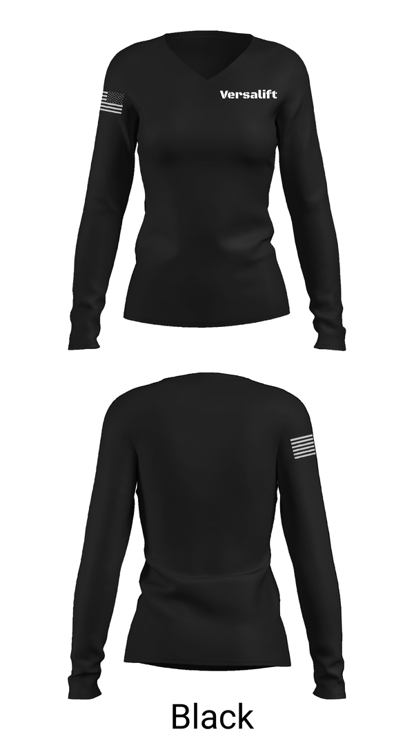 Womens Long Sleeve Vneck Shirt, Versalift, , Teamtime, Team time, sublimation, custom sports apparel, team uniforms, spirit wear, spiritwear, sports uniforms, custom shirts, team store, custom team store, fundraiser sports, apparel fundraiser