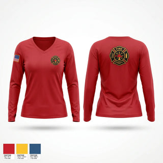 Womens Long Sleeve Vneck Shirt, Barton Vol. Fire Dept., Fire Department, Teamtime, Team time, sublimation, custom sports apparel, team uniforms, spirit wear, spiritwear, sports uniforms, custom shirts, team store, custom team store, fundraiser sports, apparel fundraiser