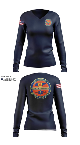 Womens Long Sleeve Vneck Shirt, JEFFERSON COUNTY EMS, EMS/EMT, Teamtime, Team time, sublimation, custom sports apparel, team uniforms, spirit wear, spiritwear, sports uniforms, custom shirts, team store, custom team store, fundraiser sports, apparel fundraiser