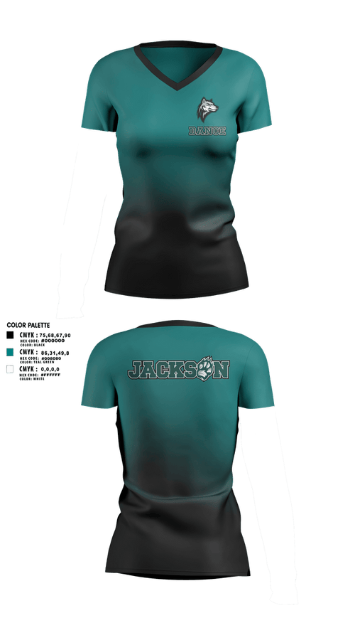 Womens Short Sleeve Vneck Shirt, Jackson Dance, Cheer, Teamtime, Team time, sublimation, custom sports apparel, team uniforms, spirit wear, spiritwear, sports uniforms, custom shirts, team store, custom team store, fundraiser sports, apparel fundraiser
