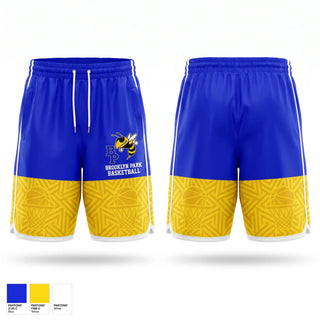 Mens Basketball Shorts, Brooklyn Park Bees, Men's Basketball, Teamtime, Team time, sublimation, custom sports apparel, team uniforms, spirit wear, spiritwear, sports uniforms, custom shirts, team store, custom team store, fundraiser sports, apparel fundraiser