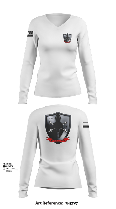 Womens Long Sleeve Vneck Shirt, E/1-79 FA, , Teamtime, Team time, sublimation, custom sports apparel, team uniforms, spirit wear, spiritwear, sports uniforms, custom shirts, team store, custom team store, fundraiser sports, apparel fundraiser
