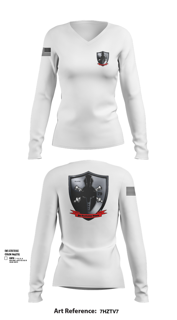 Womens Long Sleeve Vneck Shirt, E/1-79 FA, , Teamtime, Team time, sublimation, custom sports apparel, team uniforms, spirit wear, spiritwear, sports uniforms, custom shirts, team store, custom team store, fundraiser sports, apparel fundraiser
