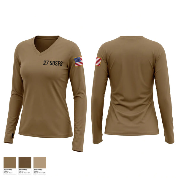 Womens Long Sleeve Vneck Shirt, 27 SOSFS, Air Force, Teamtime, Team time, sublimation, custom sports apparel, team uniforms, spirit wear, spiritwear, sports uniforms, custom shirts, team store, custom team store, fundraiser sports, apparel fundraiser