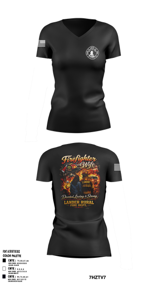 Womens Short Sleeve Vneck Shirt, Lander rural fire, Fire Department, Teamtime, Team time, sublimation, custom sports apparel, team uniforms, spirit wear, spiritwear, sports uniforms, custom shirts, team store, custom team store, fundraiser sports, apparel fundraiser