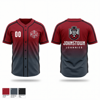 Full Button Baseball Jersey, Johnstown, Baseball, Teamtime, Team time, sublimation, custom sports apparel, team uniforms, spirit wear, spiritwear, sports uniforms, custom shirts, team store, custom team store, fundraiser sports, apparel fundraiser