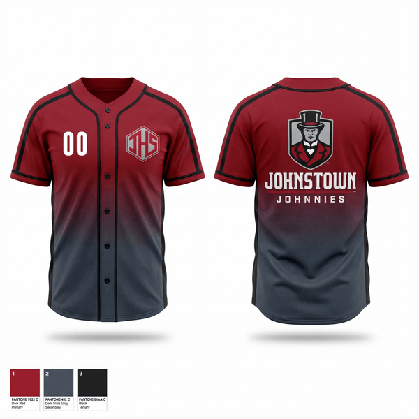 Full Button Baseball Jersey, Johnstown, Baseball, Teamtime, Team time, sublimation, custom sports apparel, team uniforms, spirit wear, spiritwear, sports uniforms, custom shirts, team store, custom team store, fundraiser sports, apparel fundraiser