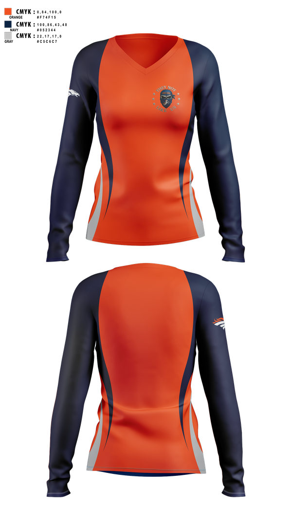 Womens Long Sleeve Vneck Shirt, Broncos, , Teamtime, Team time, sublimation, custom sports apparel, team uniforms, spirit wear, spiritwear, sports uniforms, custom shirts, team store, custom team store, fundraiser sports, apparel fundraiser