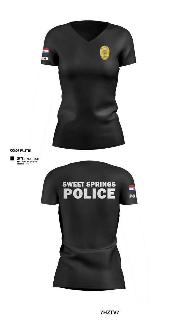 Womens Short Sleeve Vneck Shirt, Sweet Springs, Police, Teamtime, Team time, sublimation, custom sports apparel, team uniforms, spirit wear, spiritwear, sports uniforms, custom shirts, team store, custom team store, fundraiser sports, apparel fundraiser