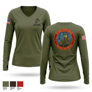 Womens Long Sleeve Vneck Shirt, 4th Medical Logistics Company, Marines, Teamtime, Team time, sublimation, custom sports apparel, team uniforms, spirit wear, spiritwear, sports uniforms, custom shirts, team store, custom team store, fundraiser sports, apparel fundraiser