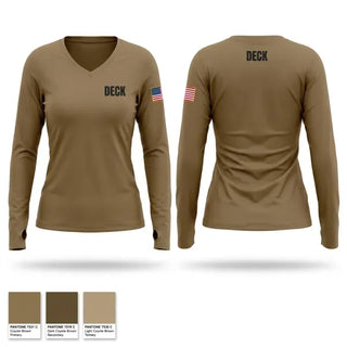 Womens Long Sleeve Vneck Shirt, DECK, Navy, Teamtime, Team time, sublimation, custom sports apparel, team uniforms, spirit wear, spiritwear, sports uniforms, custom shirts, team store, custom team store, fundraiser sports, apparel fundraiser