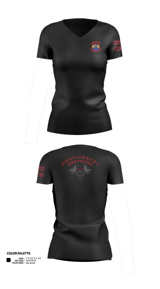 Womens Short Sleeve Vneck Shirt, 821 CRS, Air Force, Teamtime, Team time, sublimation, custom sports apparel, team uniforms, spirit wear, spiritwear, sports uniforms, custom shirts, team store, custom team store, fundraiser sports, apparel fundraiser