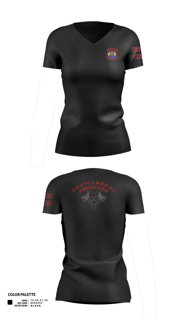 Womens Short Sleeve Vneck Shirt, 821 CRS, Air Force, Teamtime, Team time, sublimation, custom sports apparel, team uniforms, spirit wear, spiritwear, sports uniforms, custom shirts, team store, custom team store, fundraiser sports, apparel fundraiser