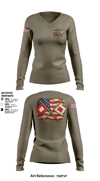Womens Long Sleeve Vneck Shirt, 163 S6, Army, Teamtime, Team time, sublimation, custom sports apparel, team uniforms, spirit wear, spiritwear, sports uniforms, custom shirts, team store, custom team store, fundraiser sports, apparel fundraiser
