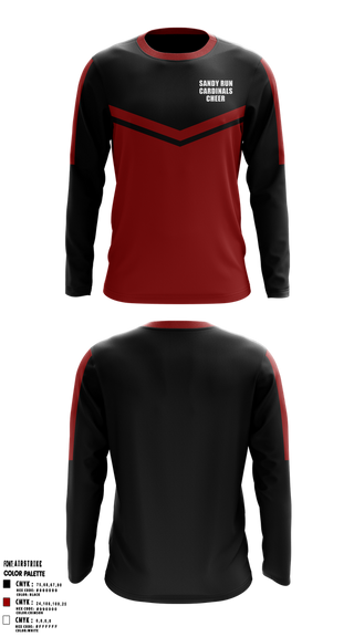 Long Sleeve Performance Shirt, Sandy Run Cardinals, Cheer, Teamtime, Team time, sublimation, custom sports apparel, team uniforms, spirit wear, spiritwear, sports uniforms, custom shirts, team store, custom team store, fundraiser sports, apparel fundraiser